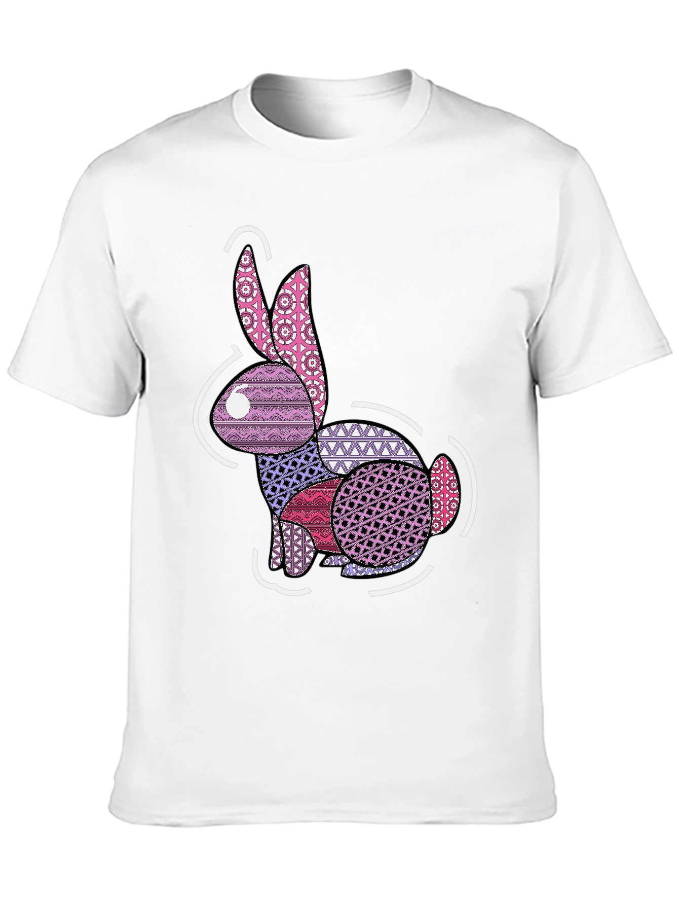 Abstract Rabbit Graphic Tee - Black Casual Shirt