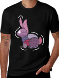 Abstract Rabbit Graphic Tee - Black Casual Shirt