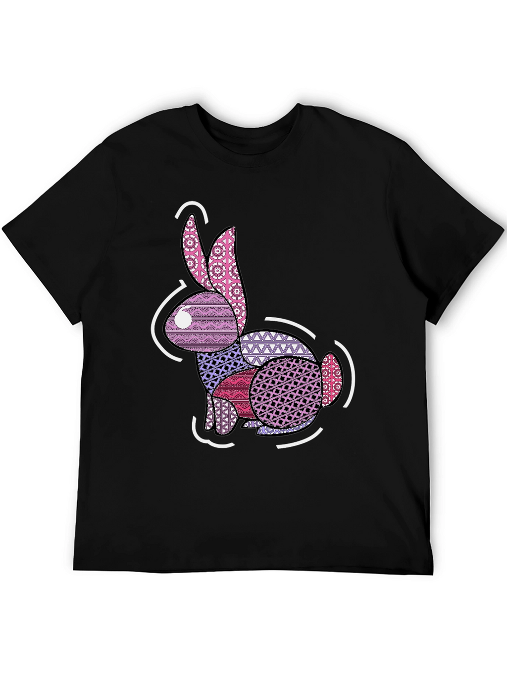 Abstract Rabbit Graphic Tee - Black Casual Shirt