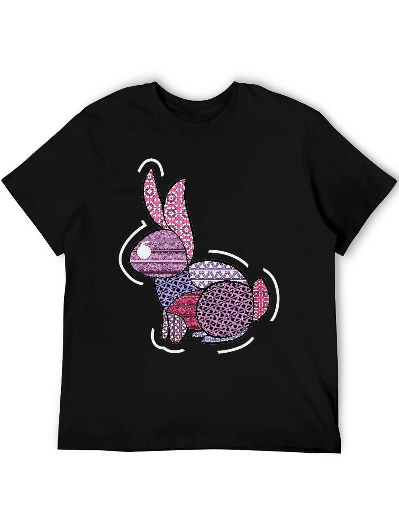 Abstract Rabbit Graphic Tee - Black Casual Shirt