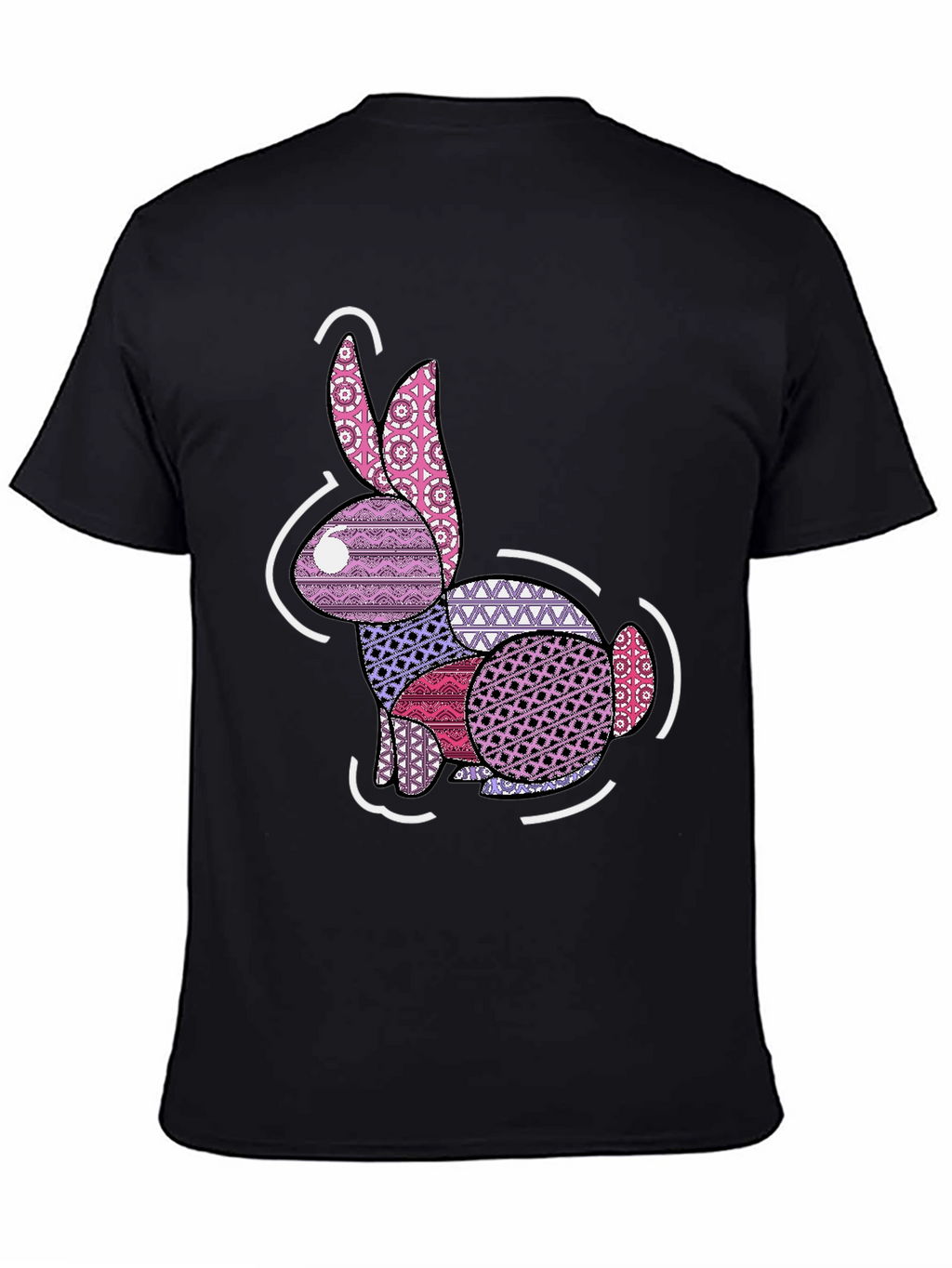 Abstract Rabbit Graphic Tee - Black Casual Shirt