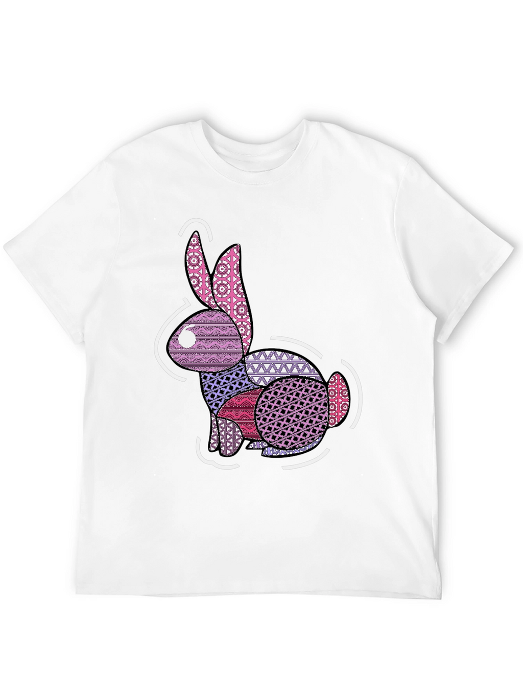 Abstract Rabbit Graphic Tee - Black Casual Shirt