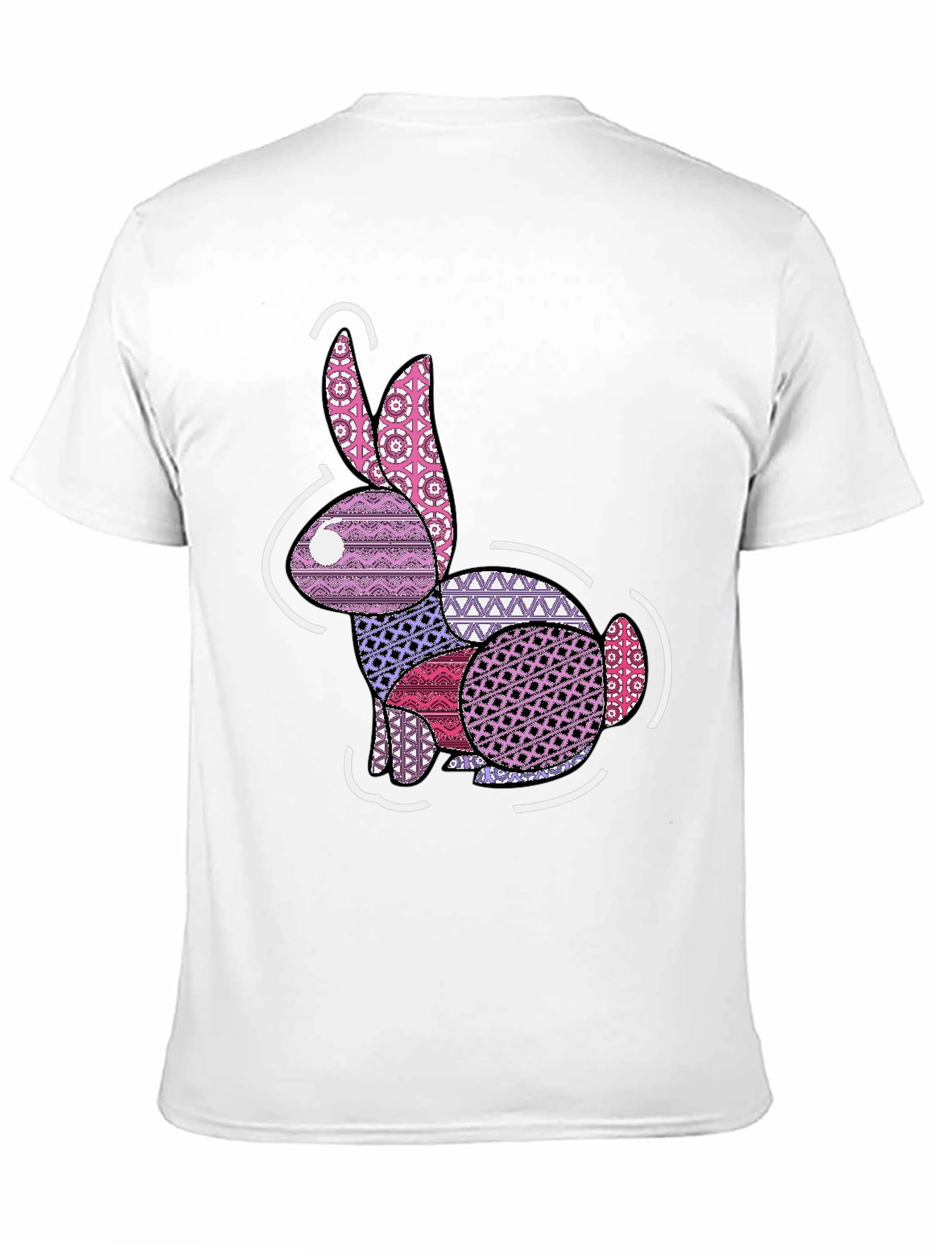 Abstract Rabbit Graphic Tee - Black Casual Shirt