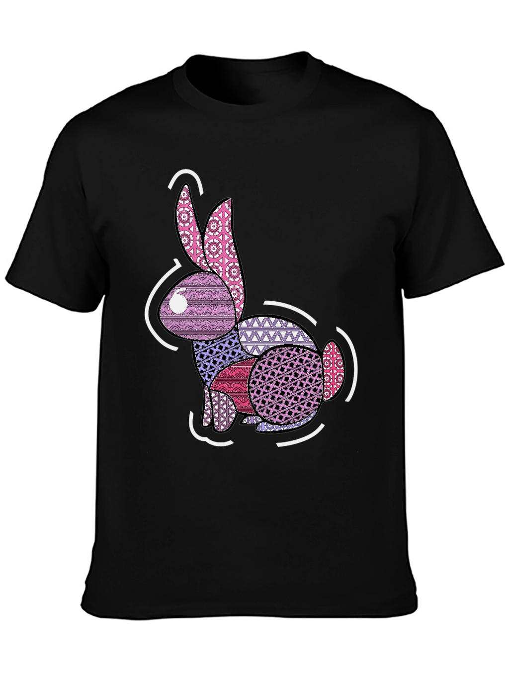 Abstract Rabbit Graphic Tee - Black Casual Shirt