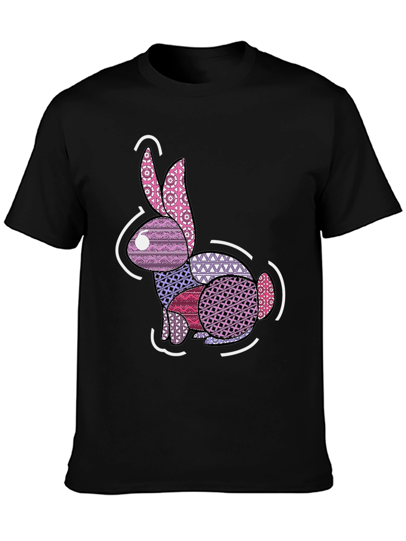 Abstract Rabbit Graphic Tee - Black Casual Shirt