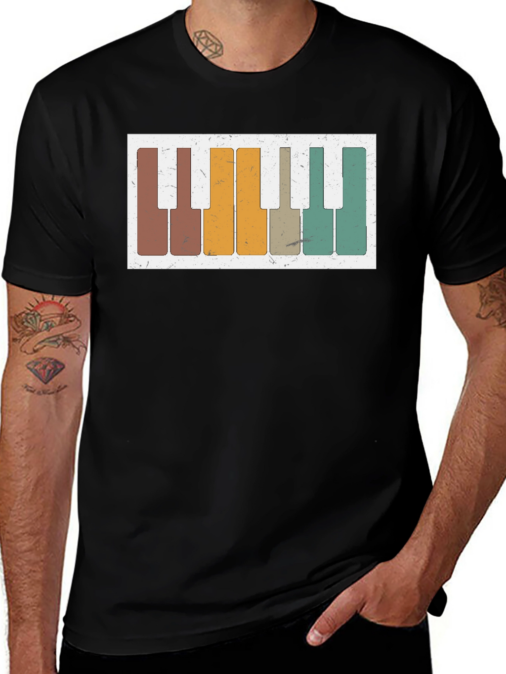 Retro Piano Keys Graphic Tee - Music Lovers T-Shirt