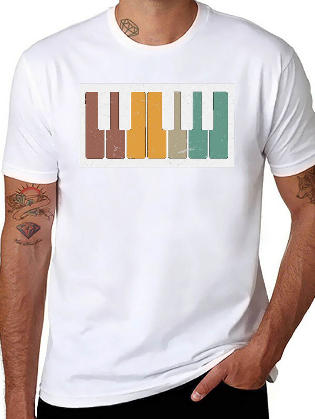 Retro Piano Keys Graphic Tee - Music Lovers T-Shirt
