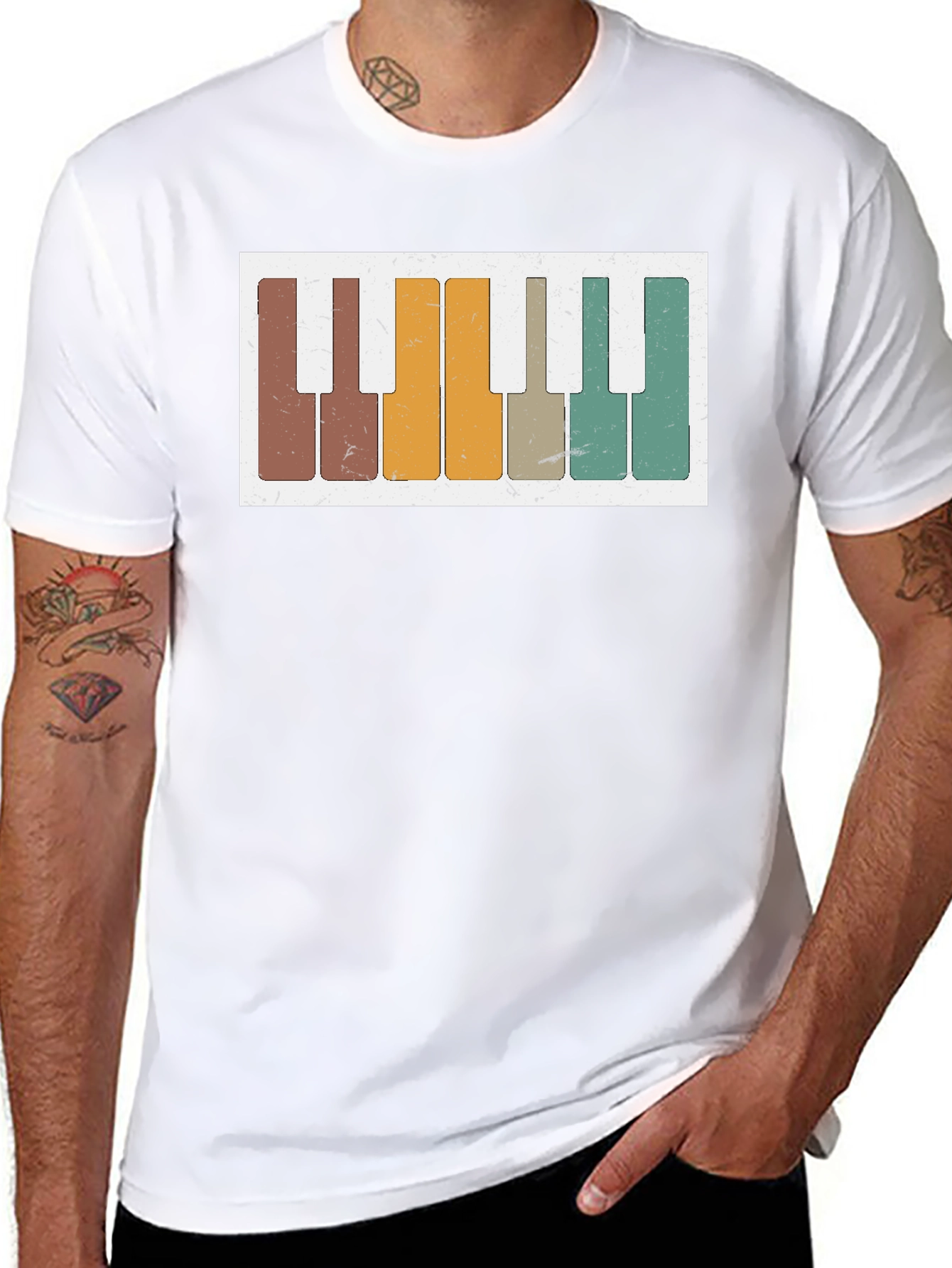 Retro Piano Keys Graphic Tee - Music Lovers T-Shirt