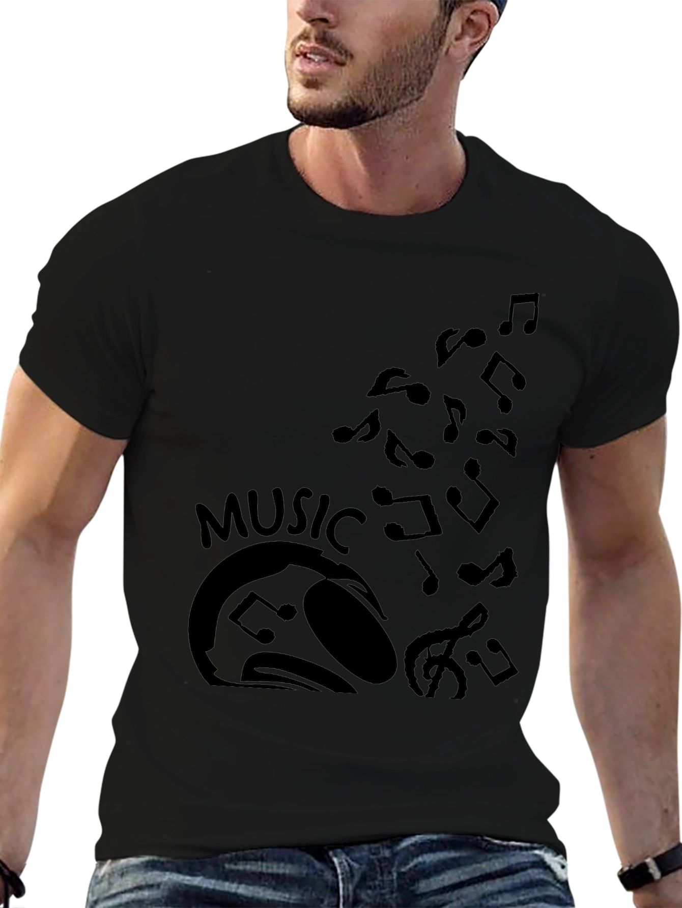 Music Lover Graphic T-Shirt - Black