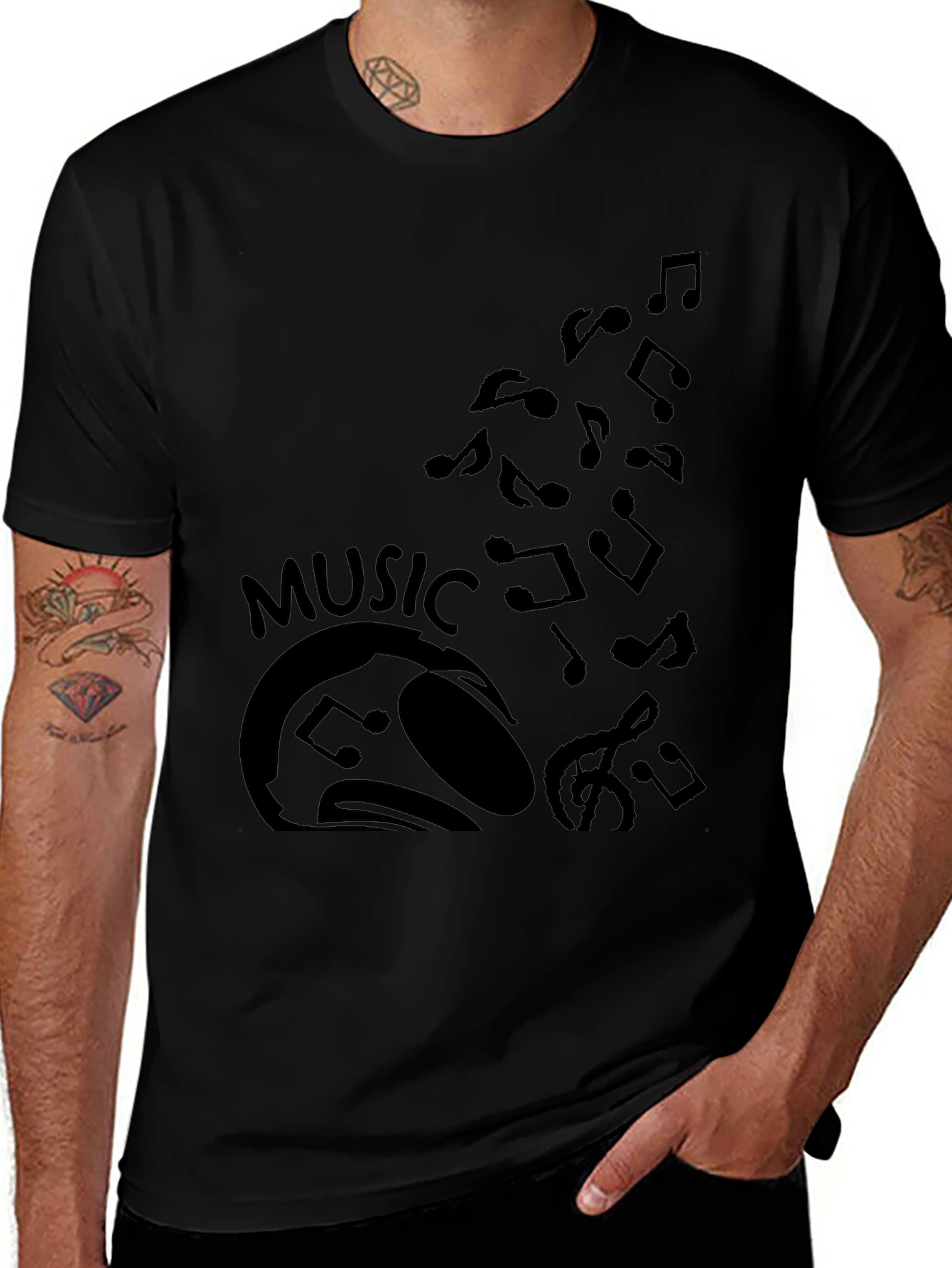 Music Lover Graphic T-Shirt - Black