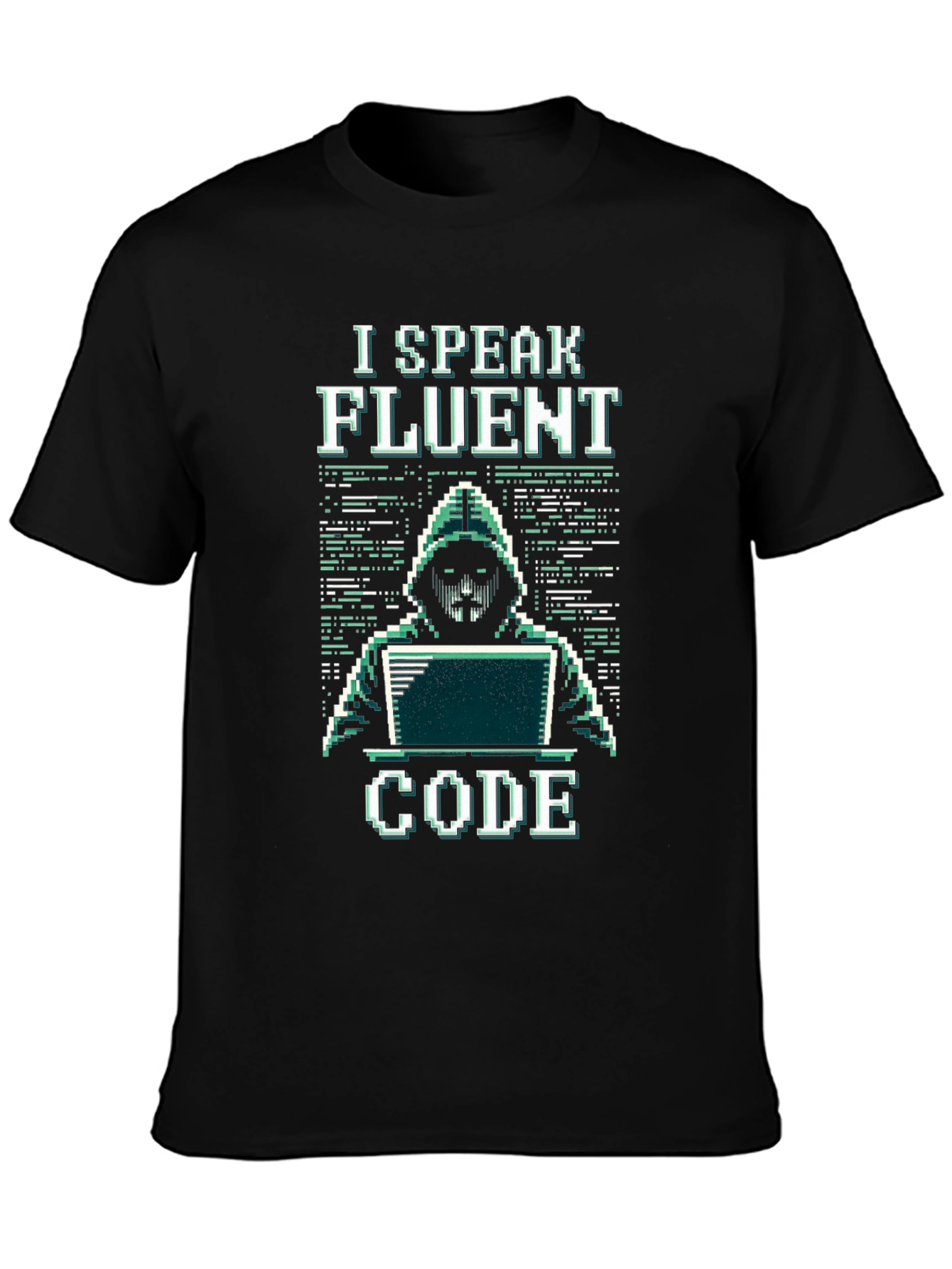 I Speak Fluent Code Pixel Art Black T-Shirt