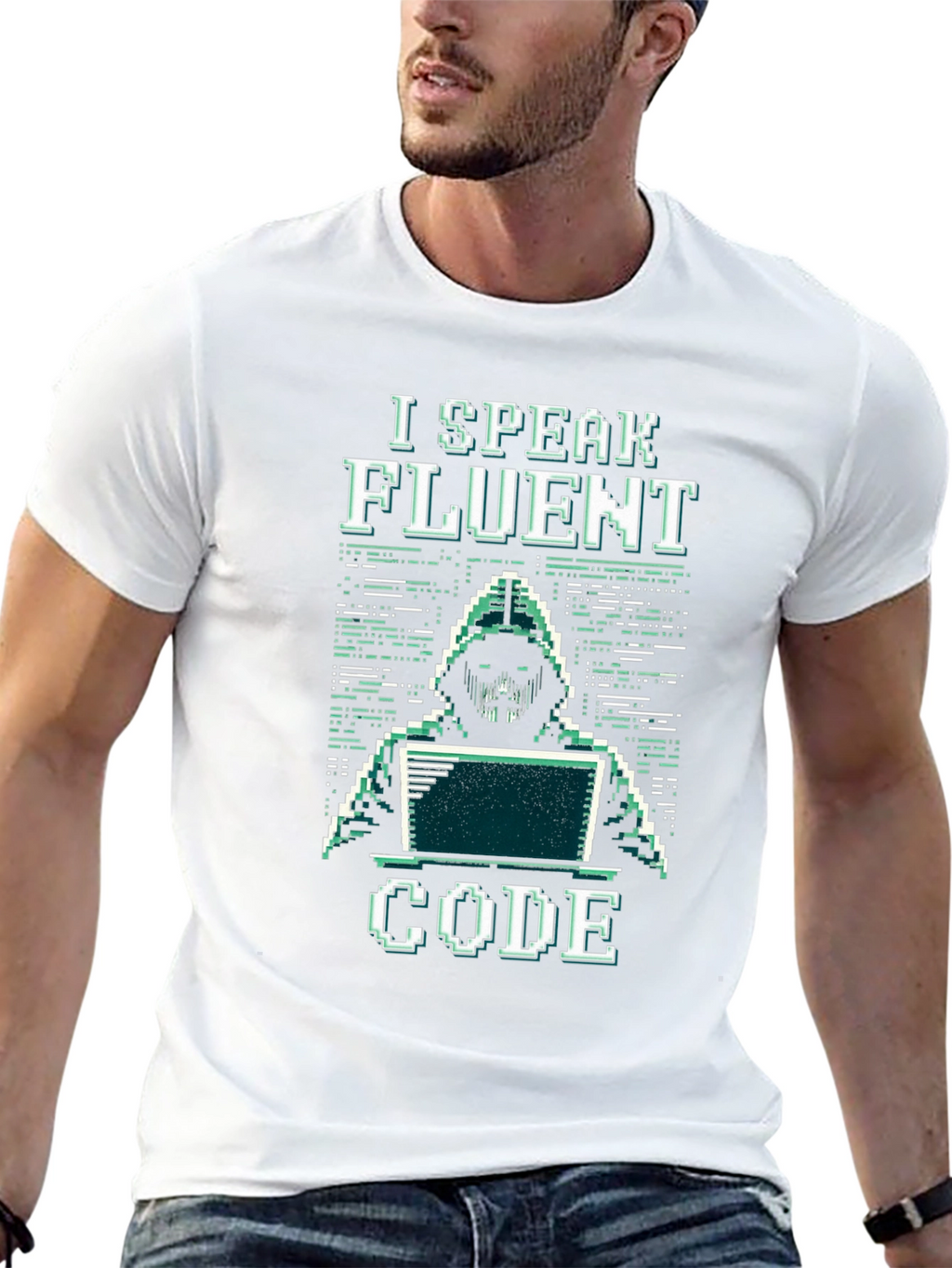 I Speak Fluent Code Pixel Art Black T-Shirt