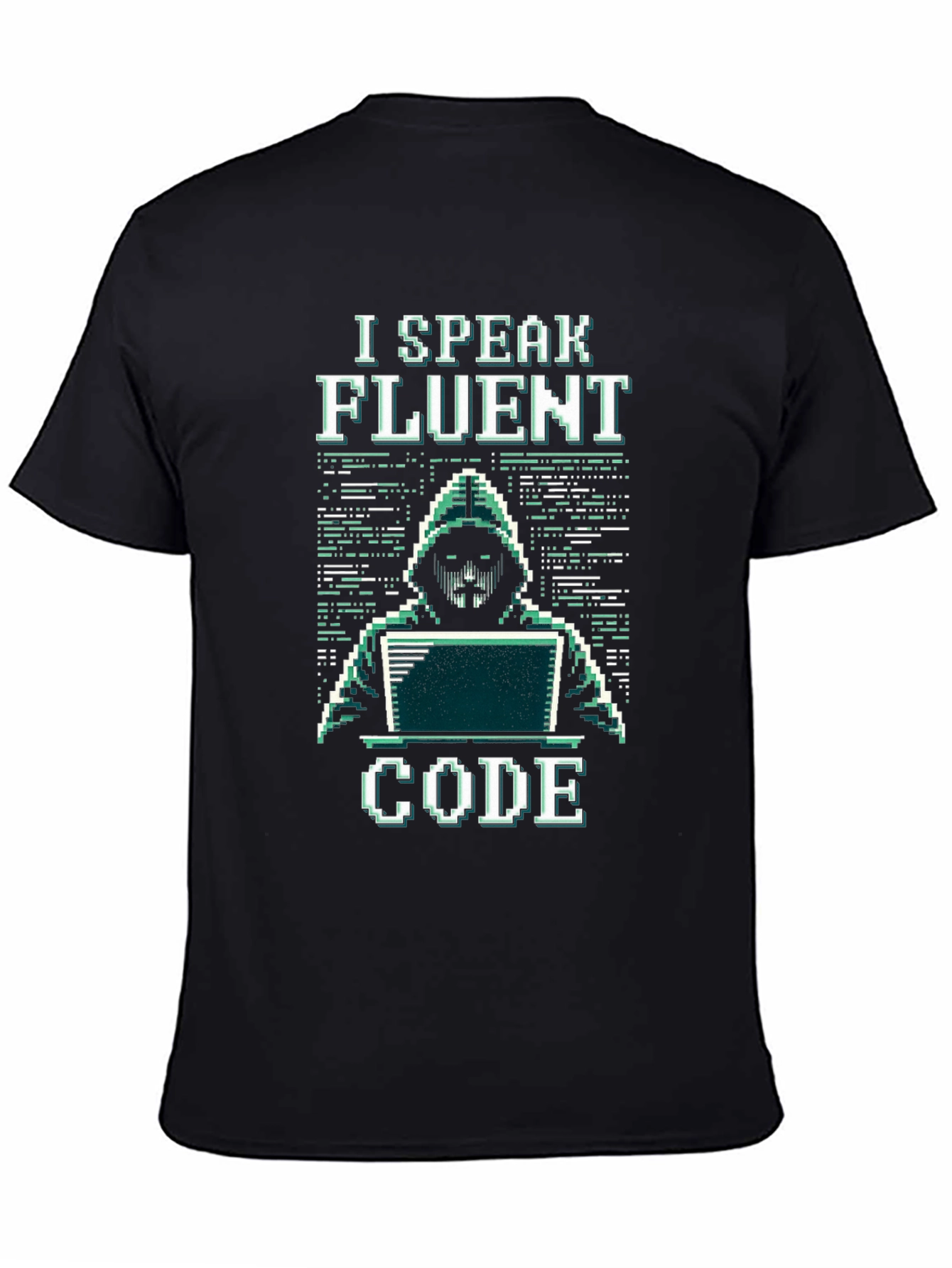 I Speak Fluent Code Pixel Art Black T-Shirt
