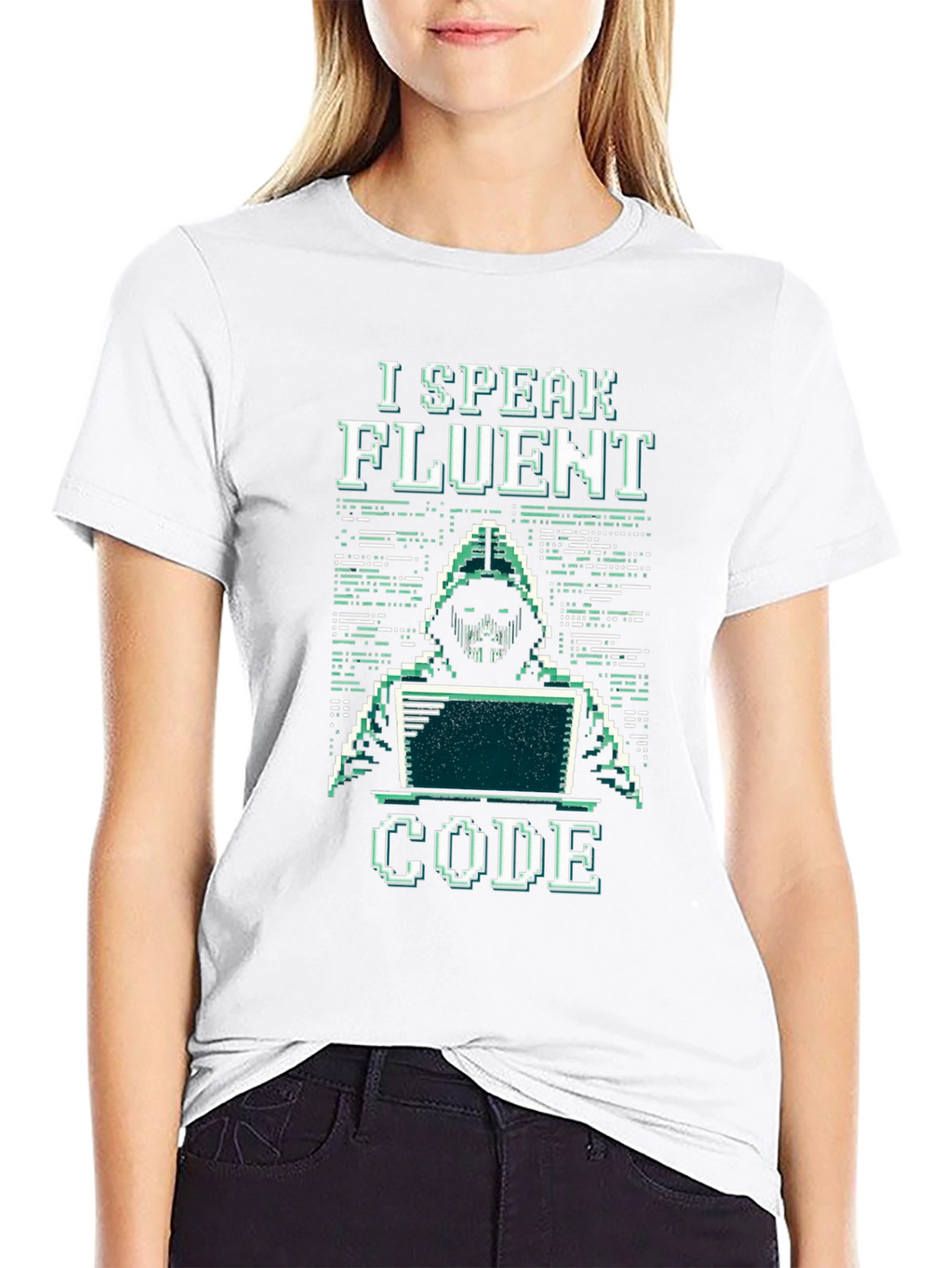 I Speak Fluent Code Pixel Art Black T-Shirt