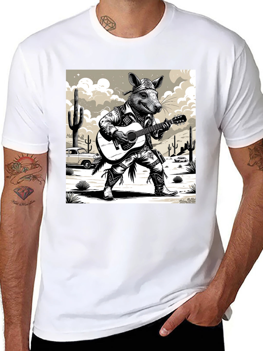 Rat Cowboy Playing Guitar T-Shirt