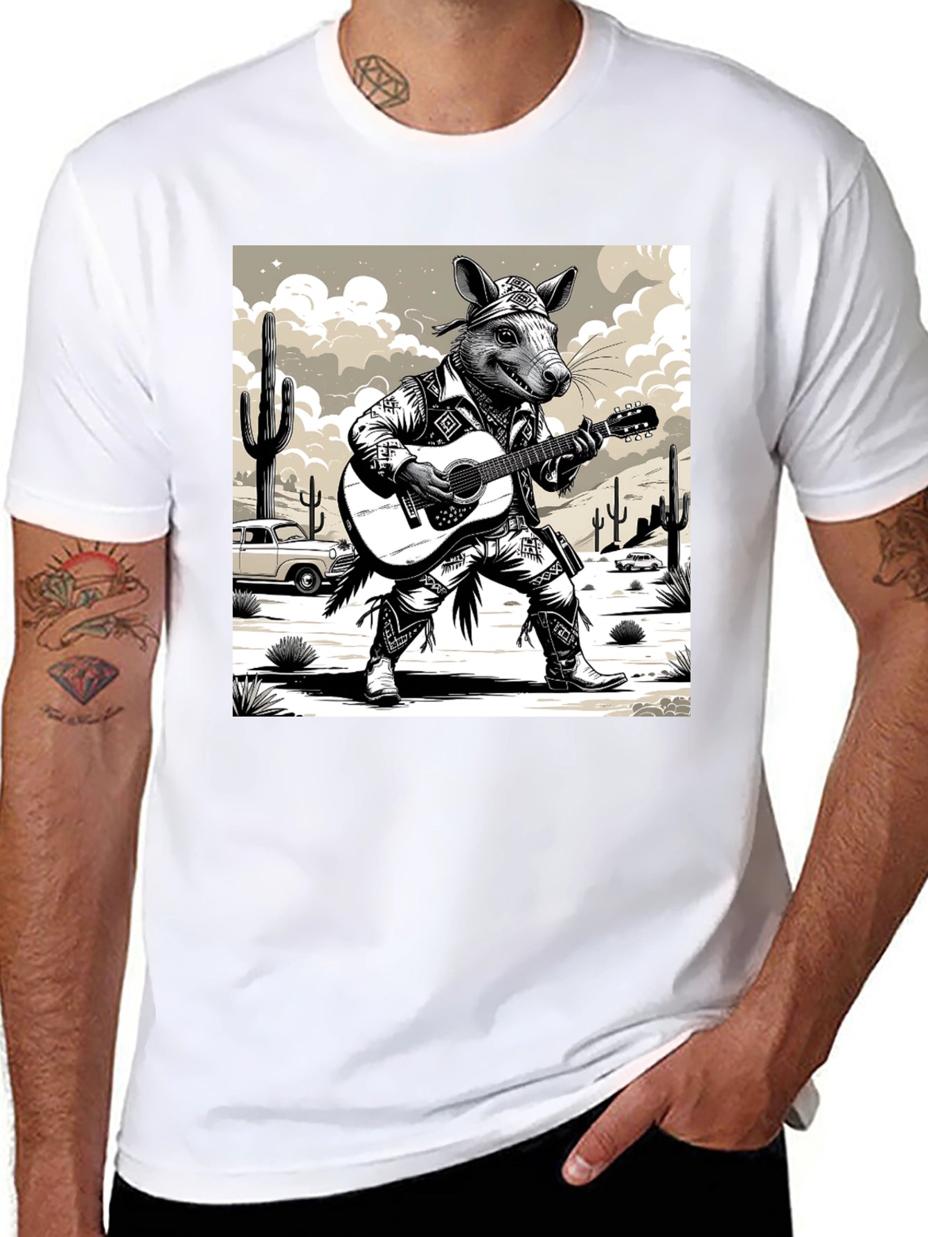 Rat Cowboy Playing Guitar T-Shirt