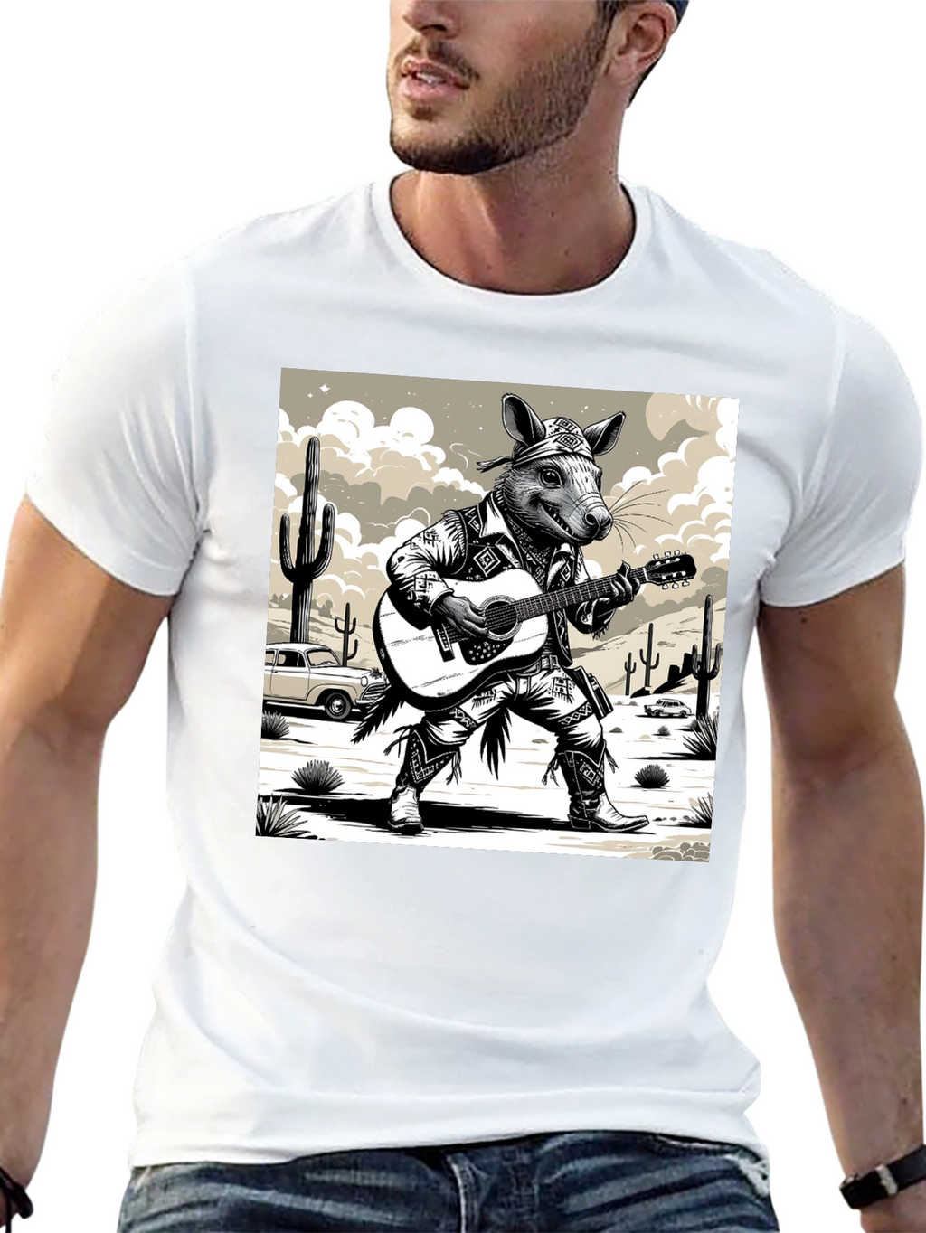 Rat Cowboy Playing Guitar T-Shirt