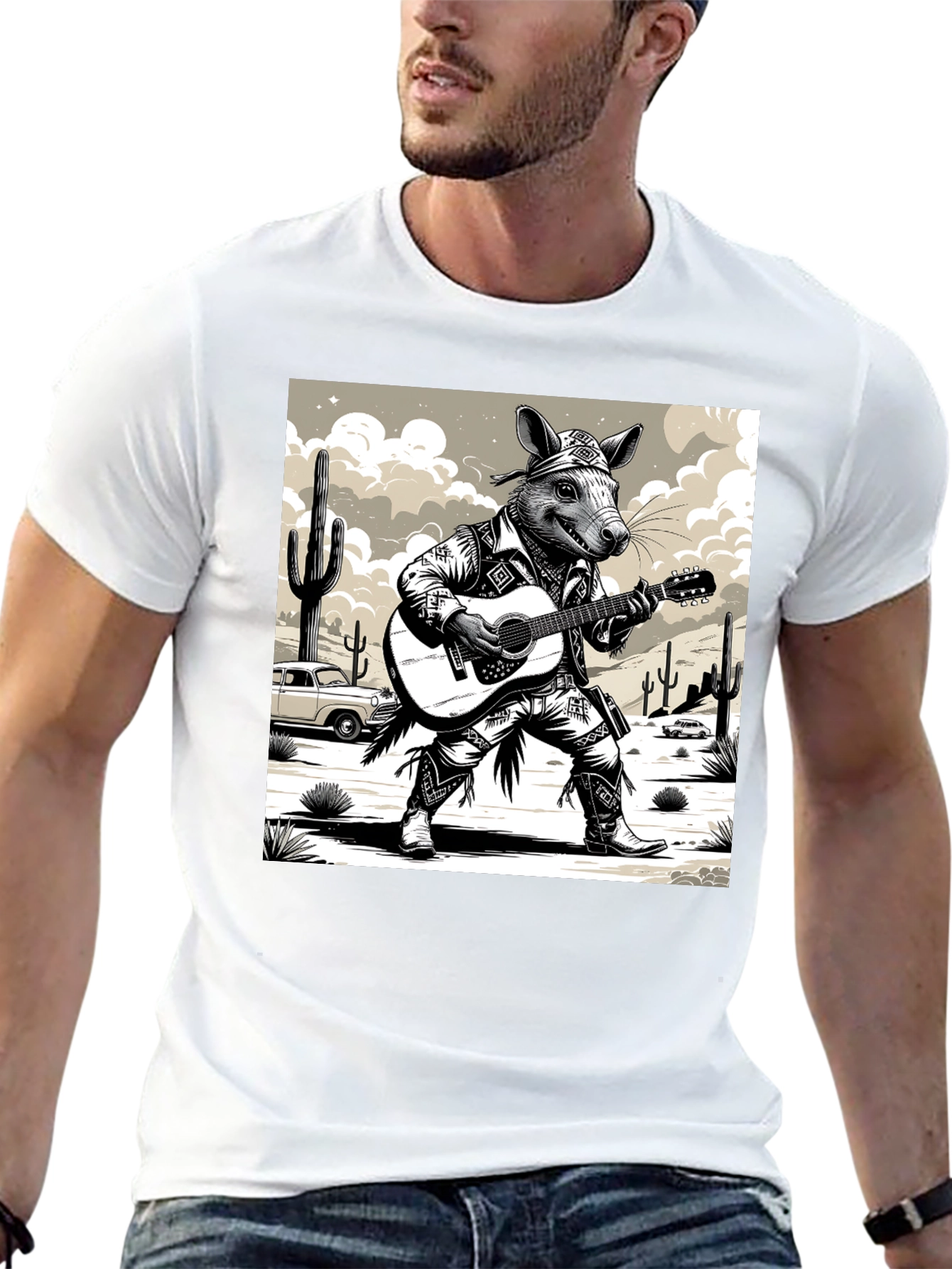 Rat Cowboy Playing Guitar T-Shirt