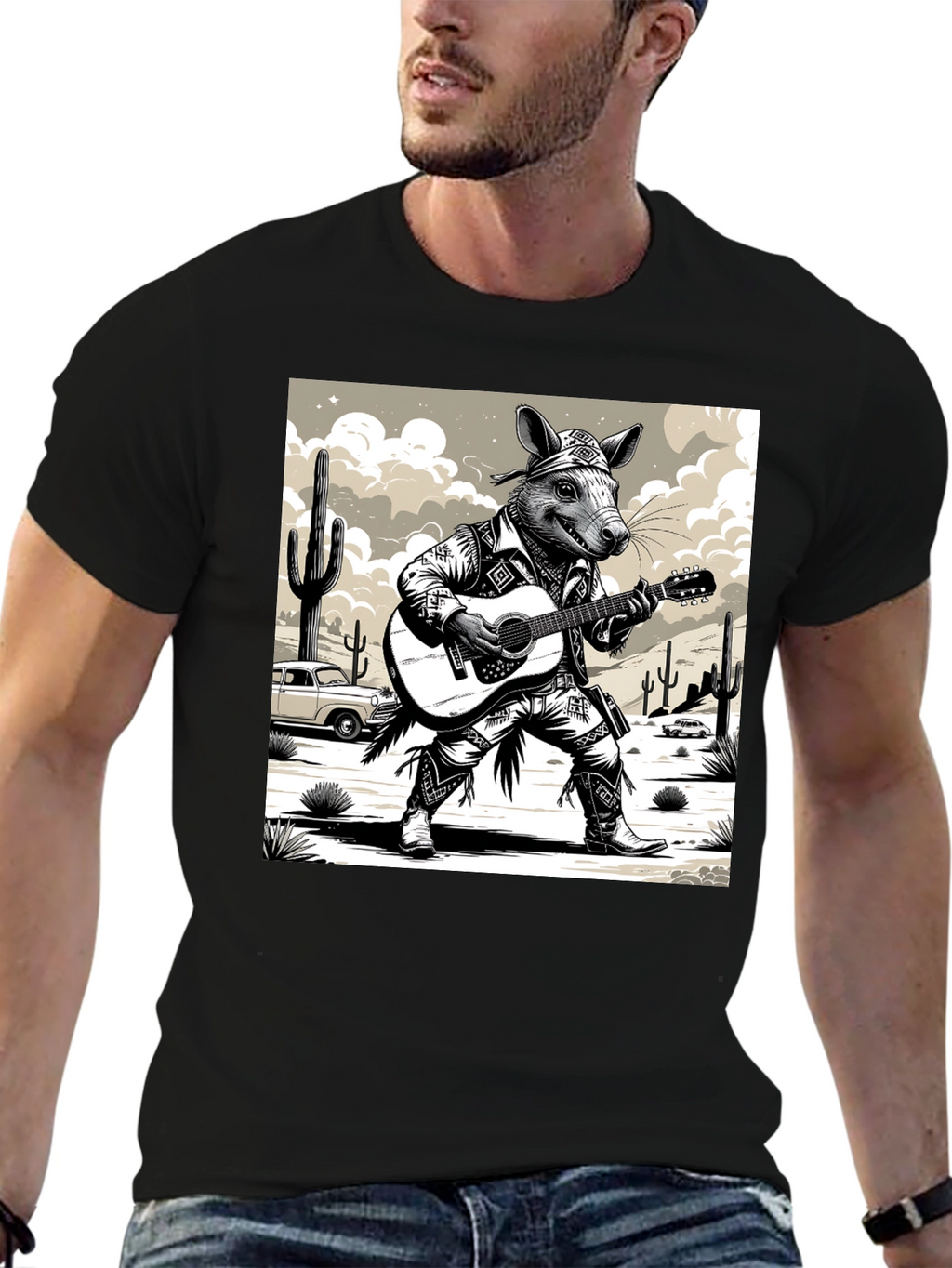 Rat Cowboy Playing Guitar T-Shirt