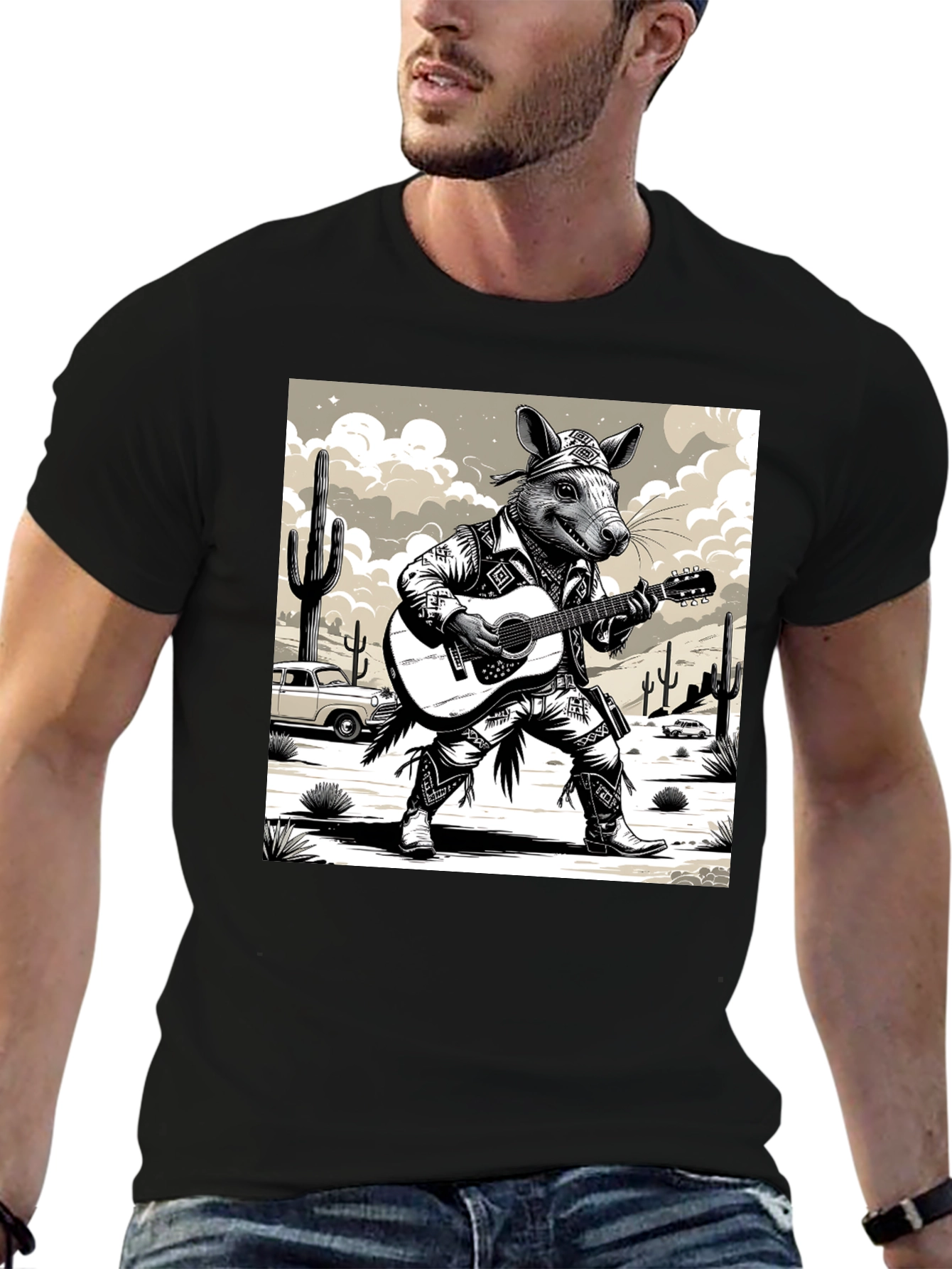 Rat Cowboy Playing Guitar T-Shirt