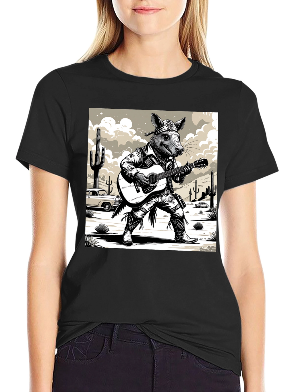 Rat Cowboy Playing Guitar T-Shirt