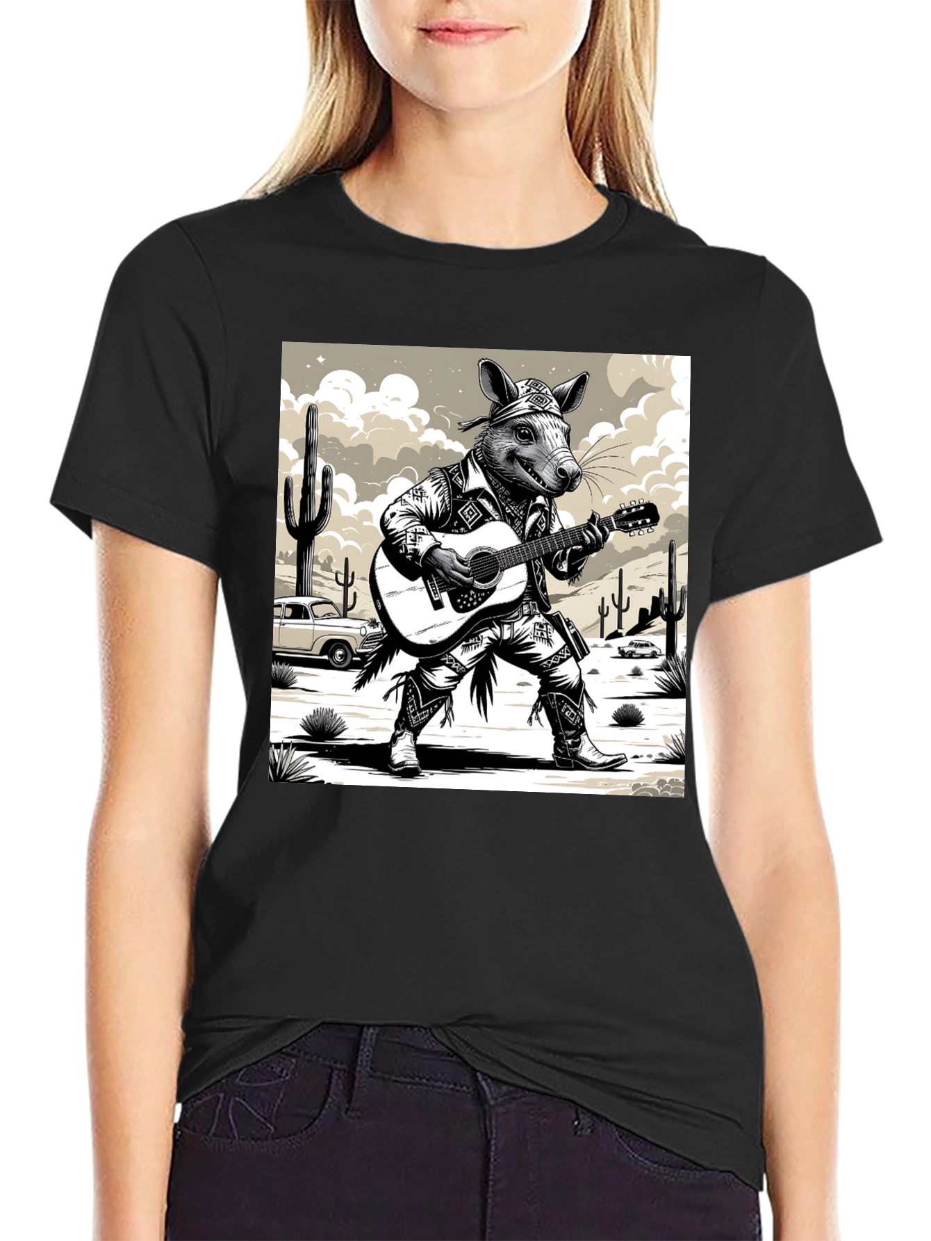 Rat Cowboy Playing Guitar T-Shirt