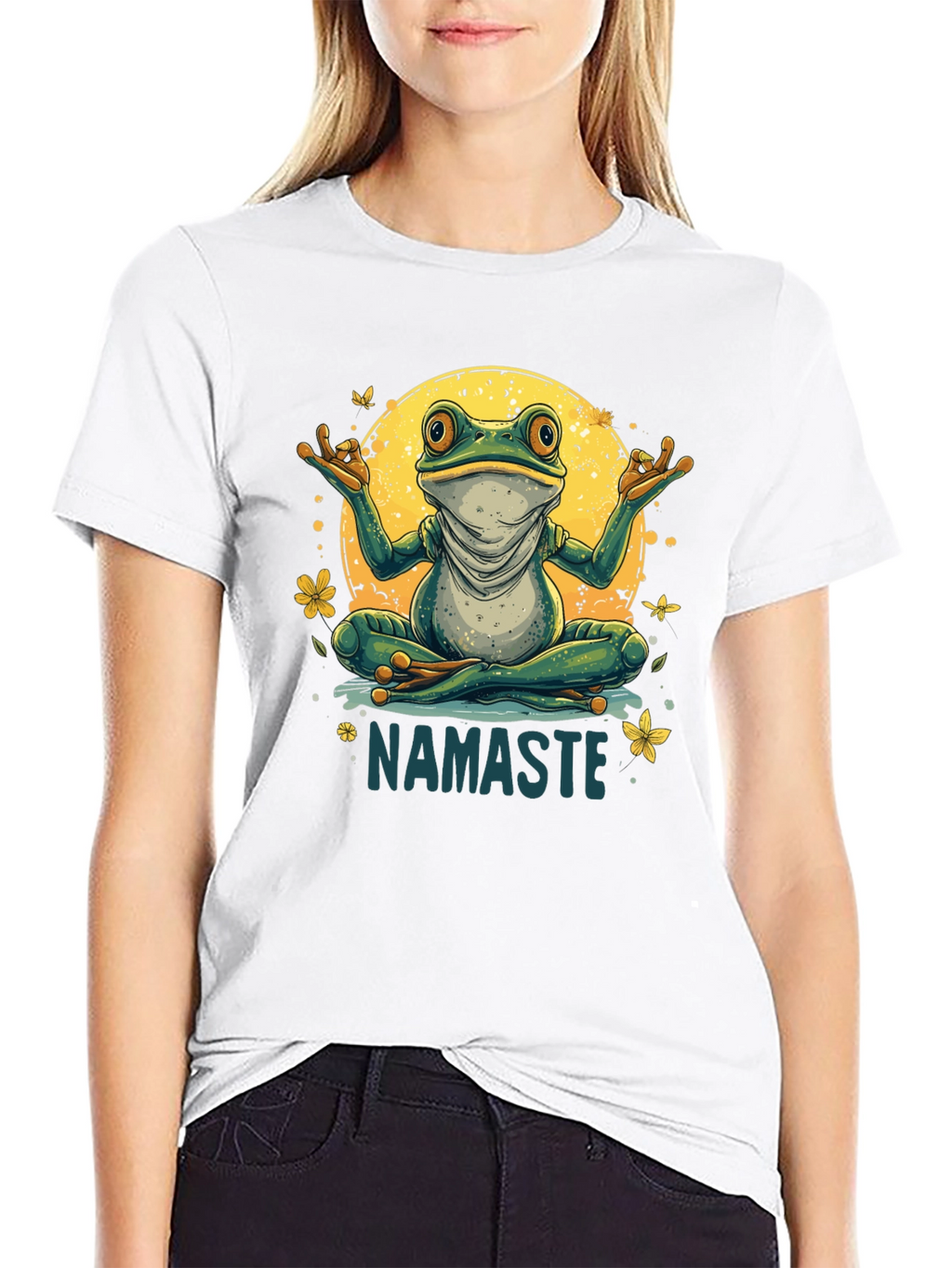 Namaste Yoga Frog Graphic Tee - Relaxed Fit