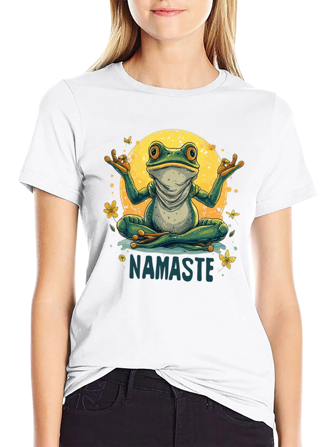 Namaste Yoga Frog Graphic Tee - Relaxed Fit