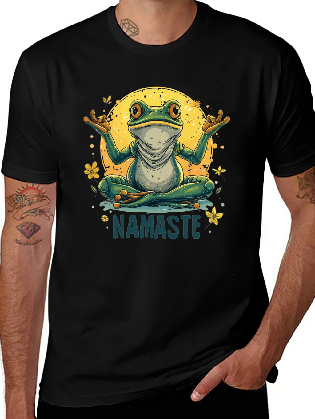 Namaste Yoga Frog Graphic Tee - Relaxed Fit