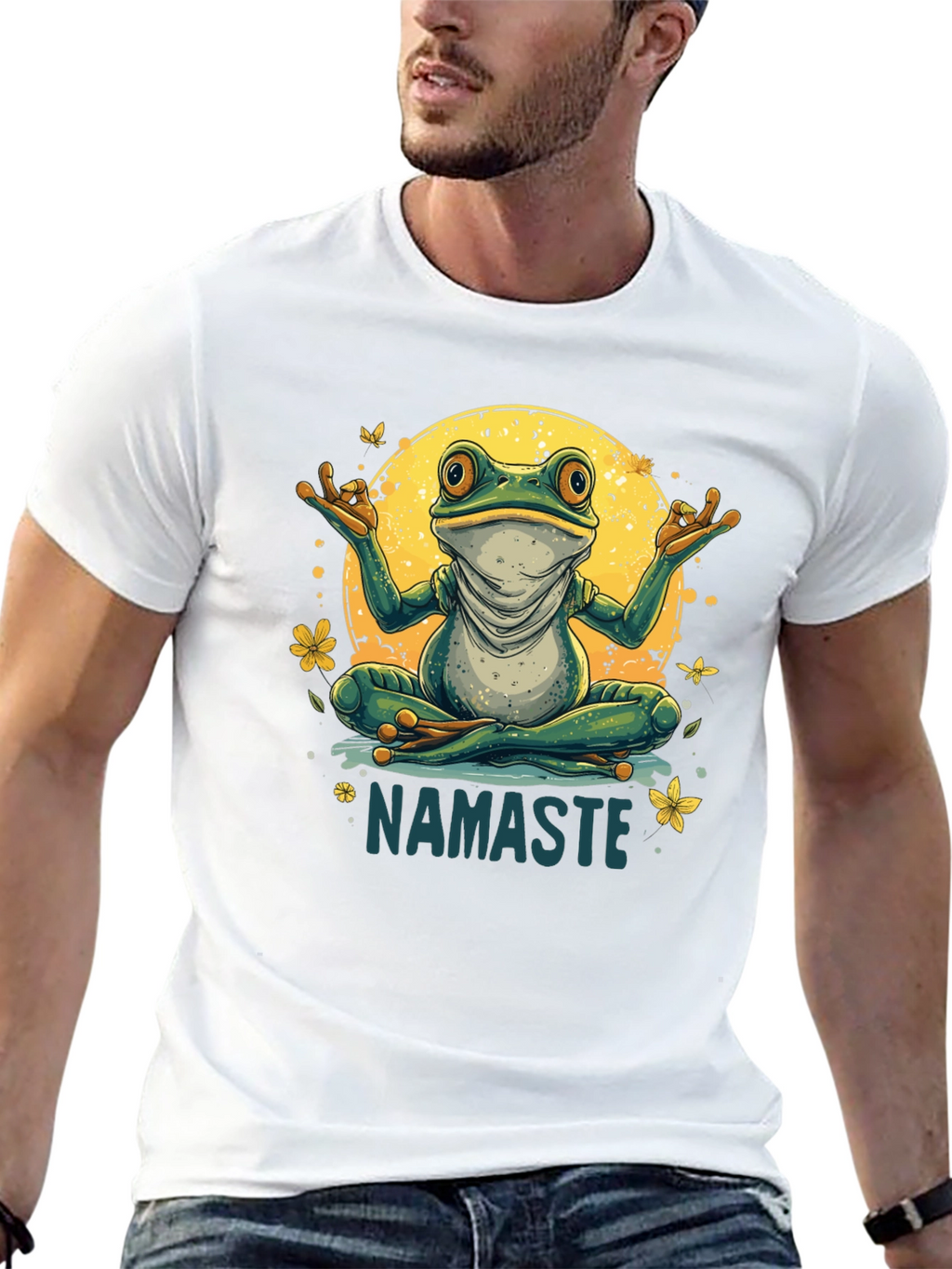 Namaste Yoga Frog Graphic Tee - Relaxed Fit
