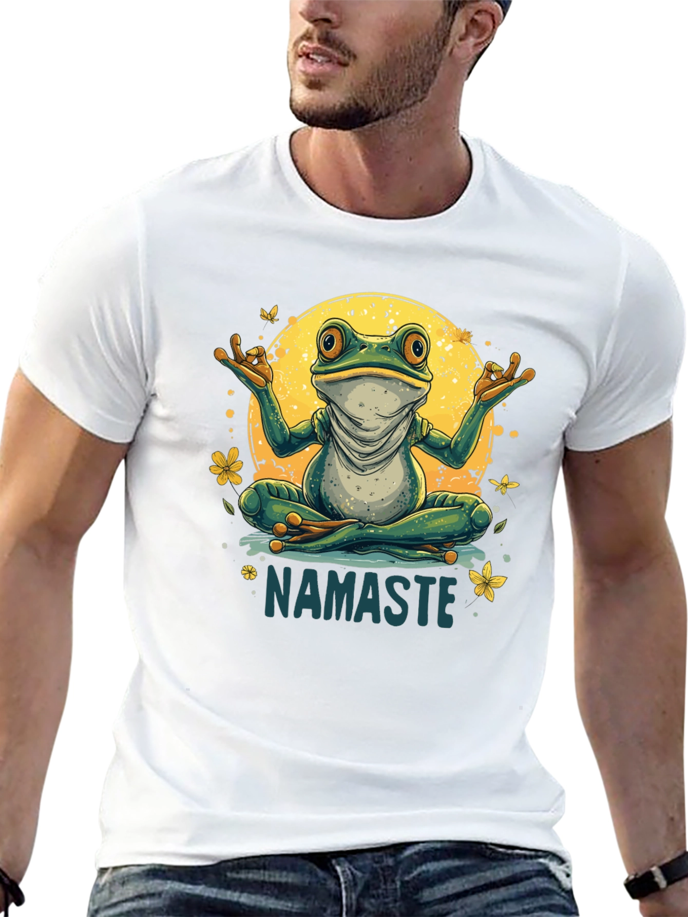 Namaste Yoga Frog Graphic Tee - Relaxed Fit
