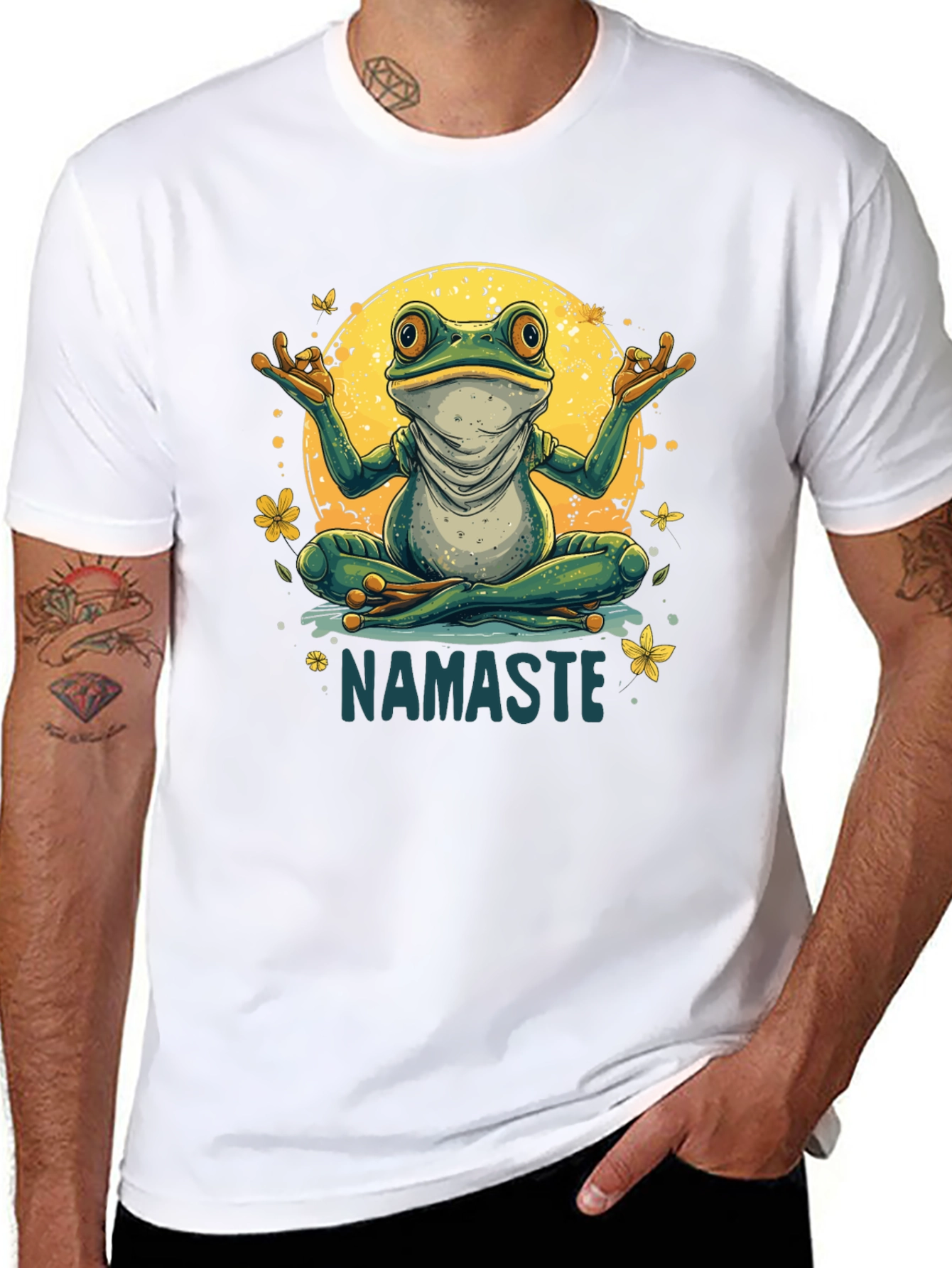 Namaste Yoga Frog Graphic Tee - Relaxed Fit