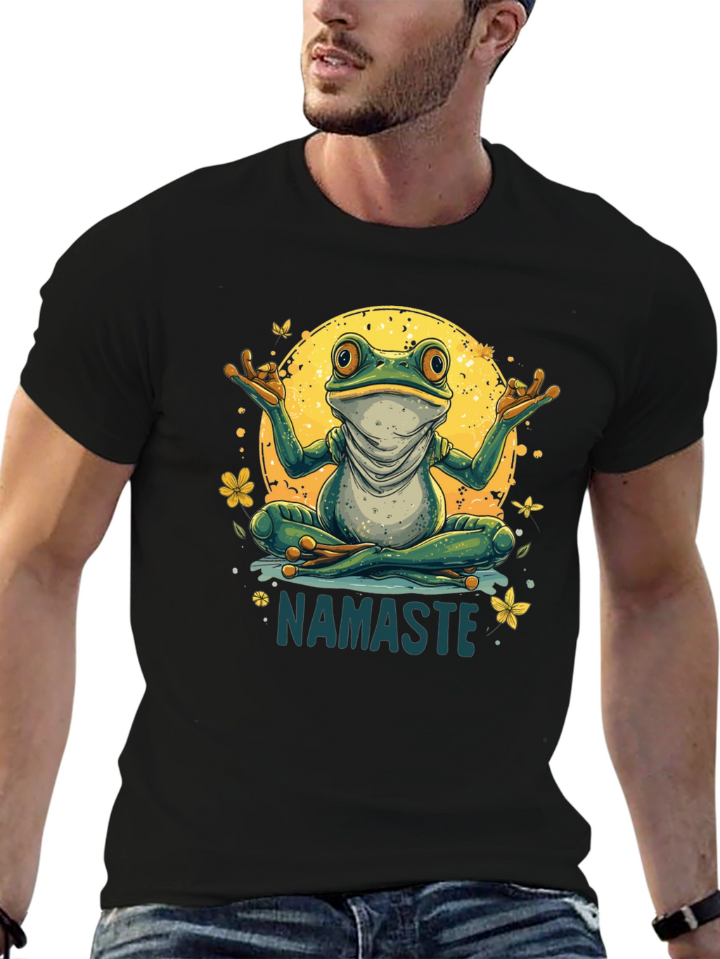 Namaste Yoga Frog Graphic Tee - Relaxed Fit
