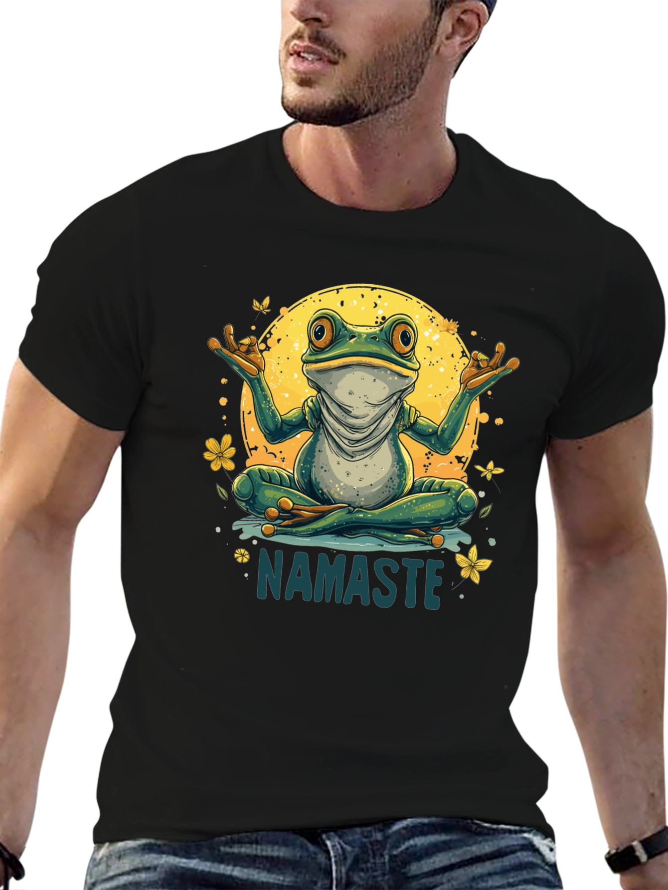 Namaste Yoga Frog Graphic Tee - Relaxed Fit