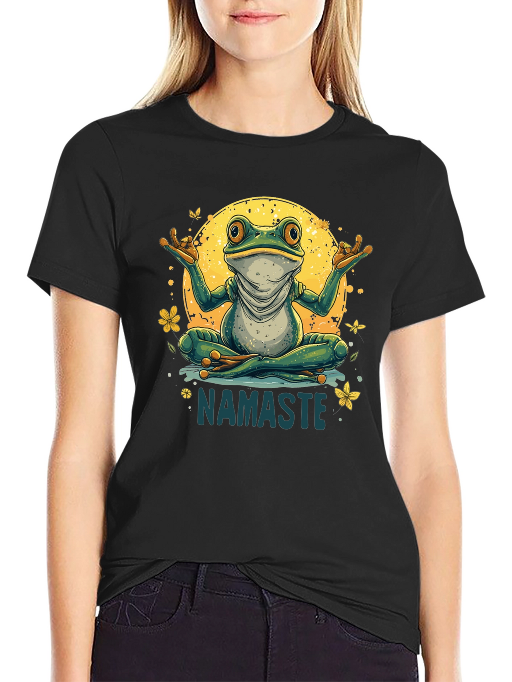 Namaste Yoga Frog Graphic Tee - Relaxed Fit
