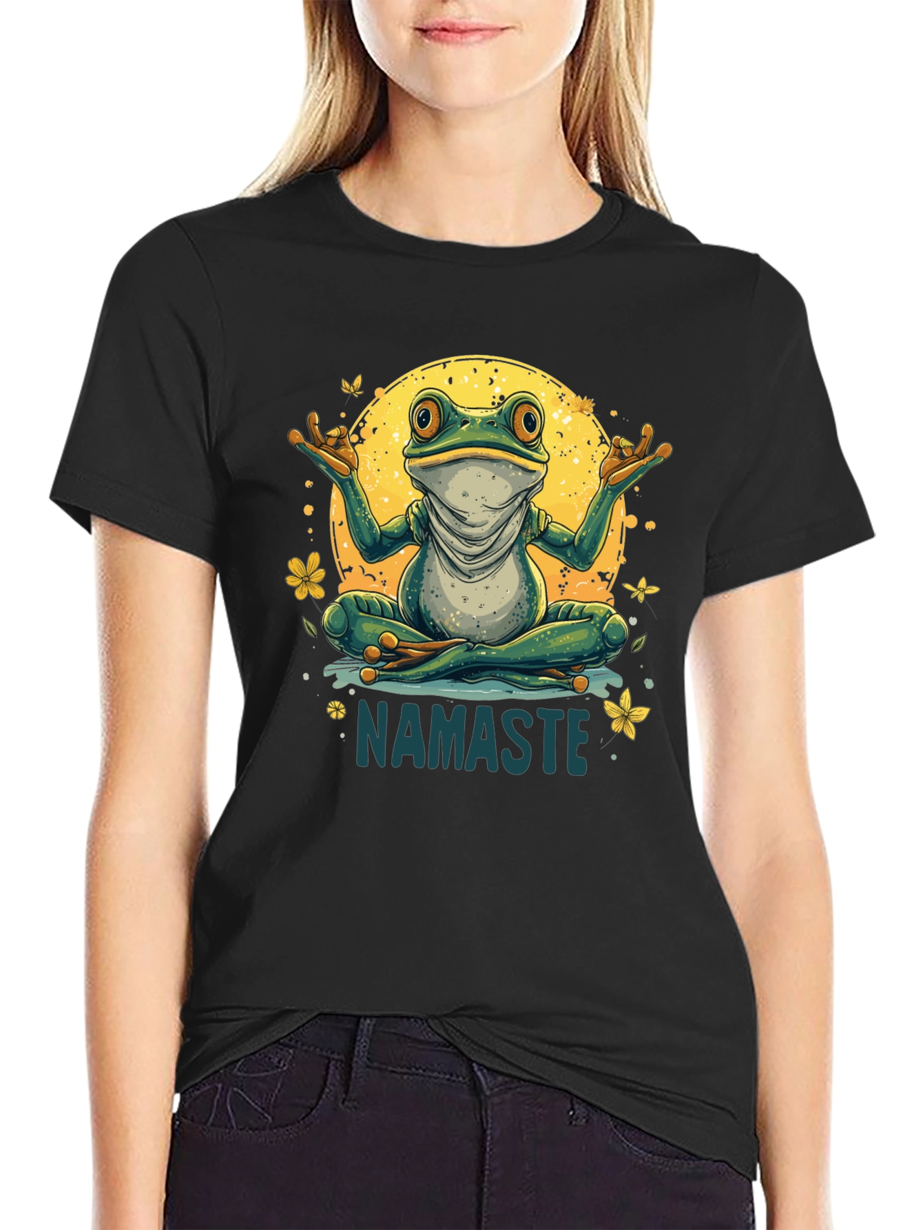 Namaste Yoga Frog Graphic Tee - Relaxed Fit