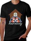 Cozy Foxes Harmony Black Graphic Tee