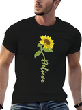 Believe Sunflower Graphic Tee - Black