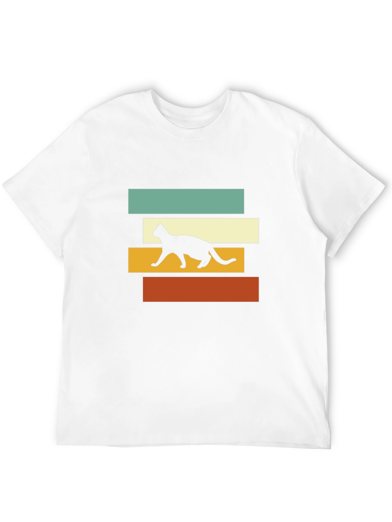 Retro Cat Silhouette Graphic Tee - Black T-Shirt
