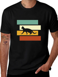 Retro Cat Silhouette Graphic Tee - Black T-Shirt