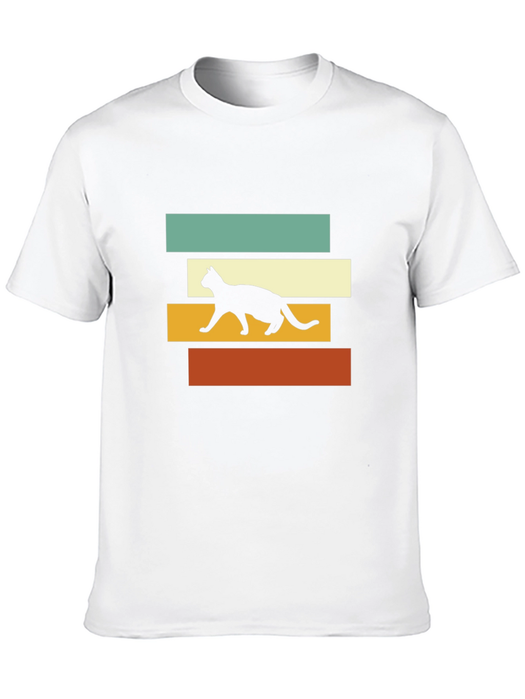 Retro Cat Silhouette Graphic Tee - Black T-Shirt