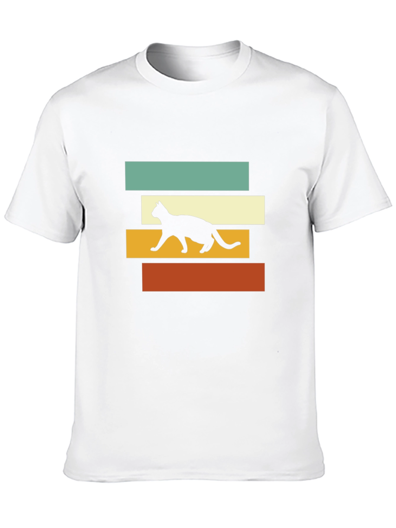 Retro Cat Silhouette Graphic Tee - Black T-Shirt