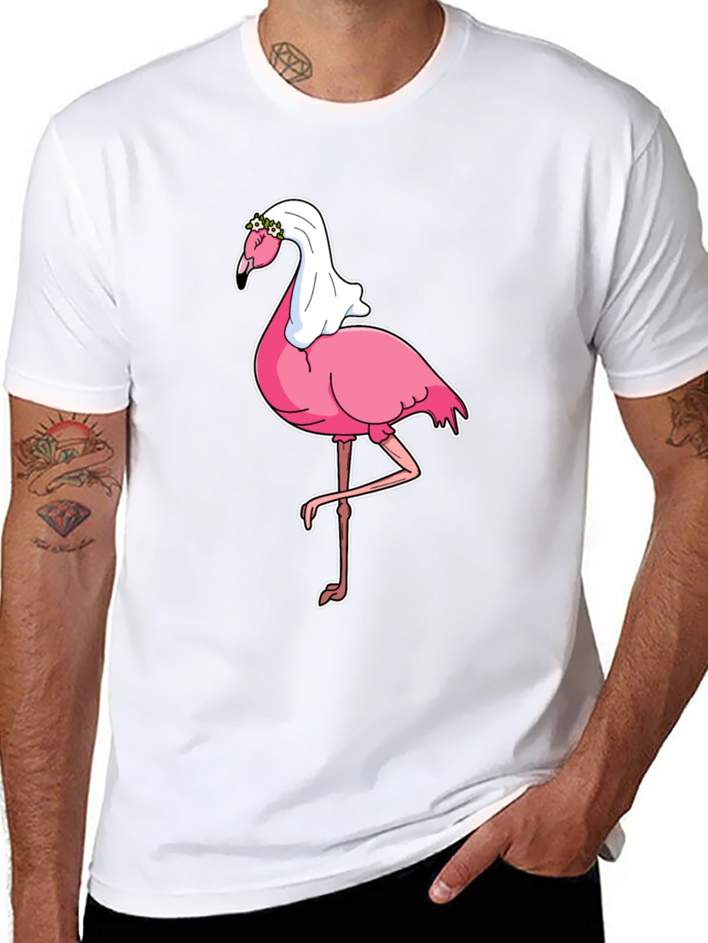 Bride Flamingo Graphic Tee - Black T-Shirt