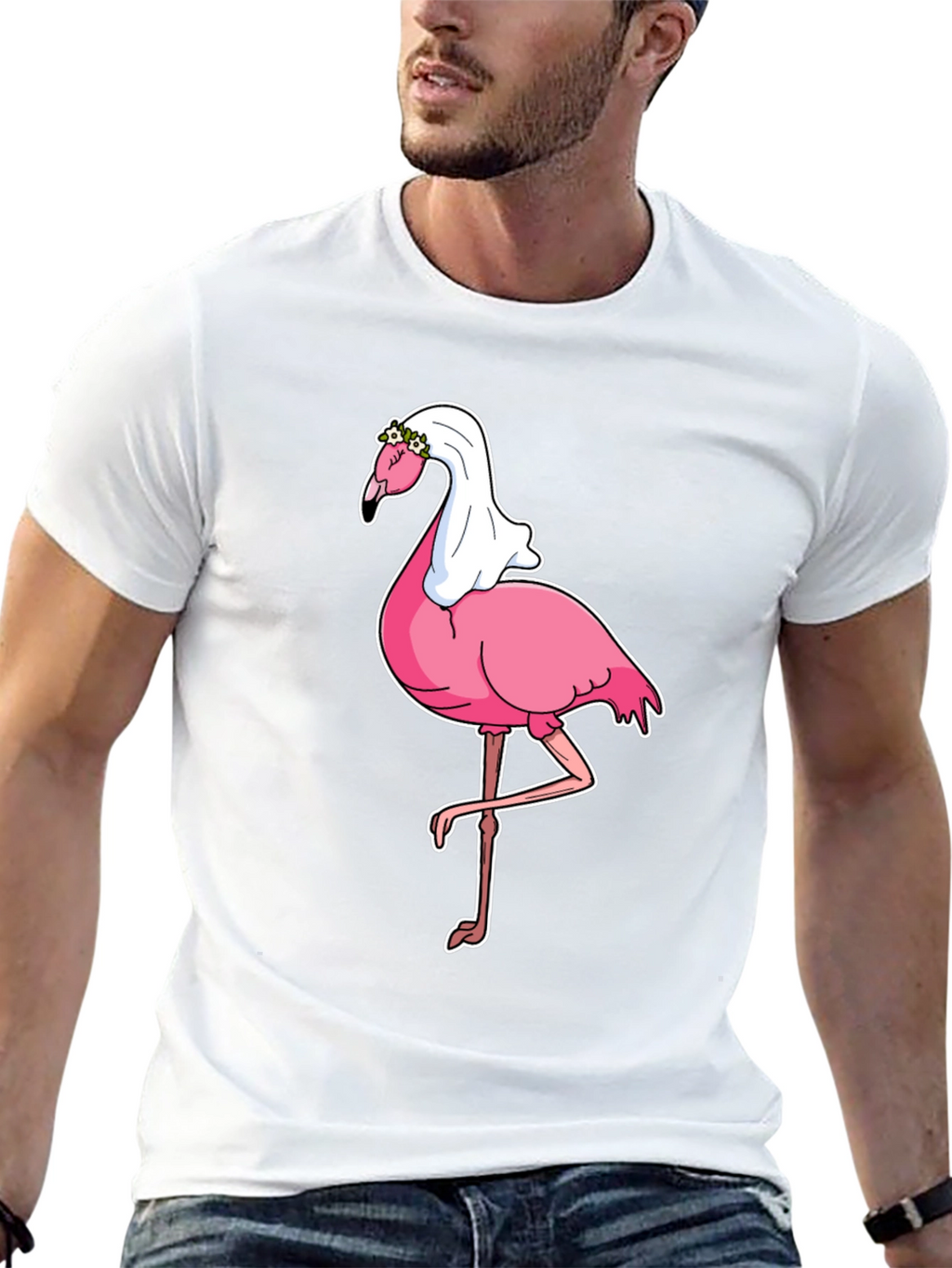 Bride Flamingo Graphic Tee - Black T-Shirt