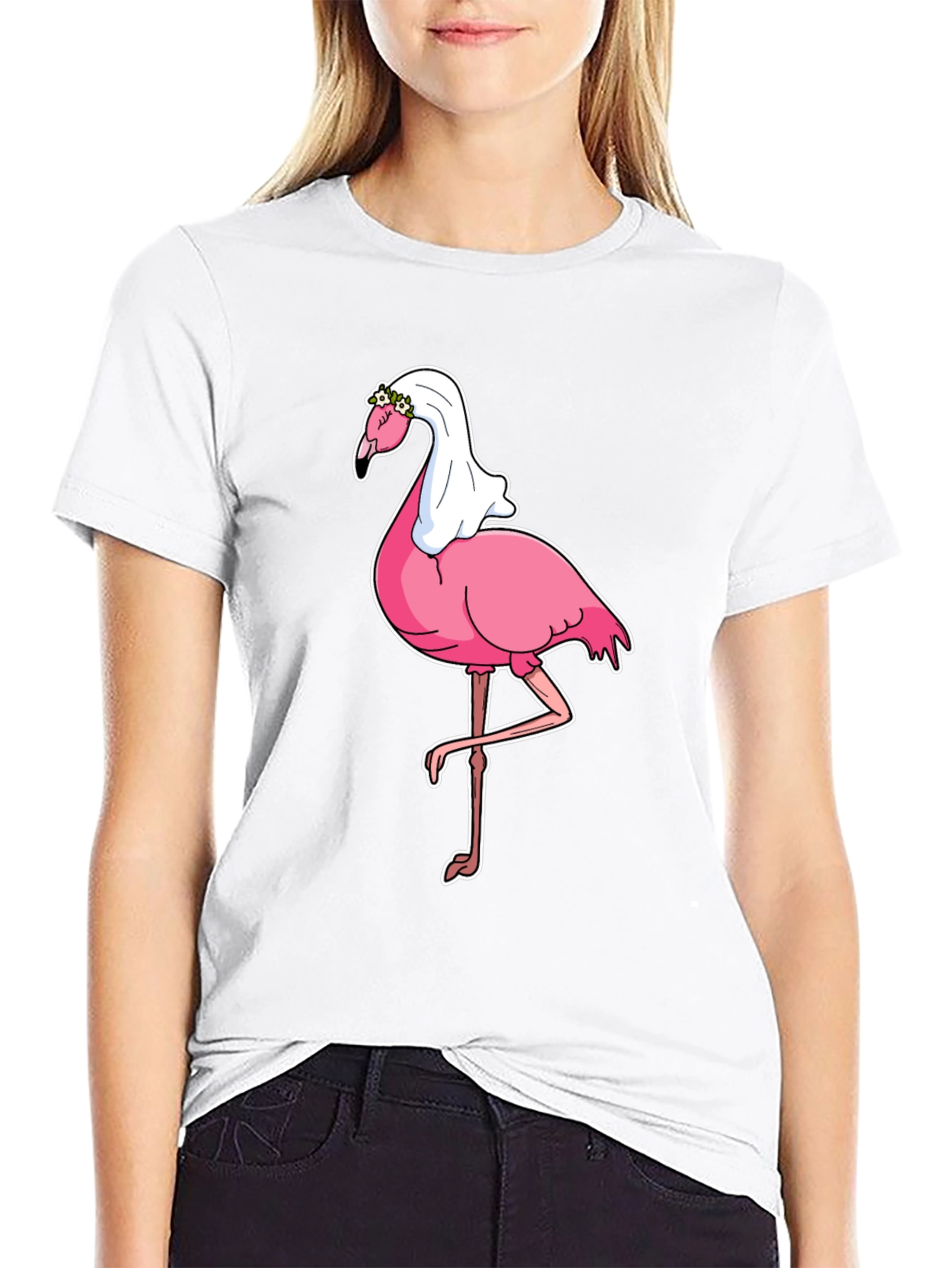 Bride Flamingo Graphic Tee - Black T-Shirt
