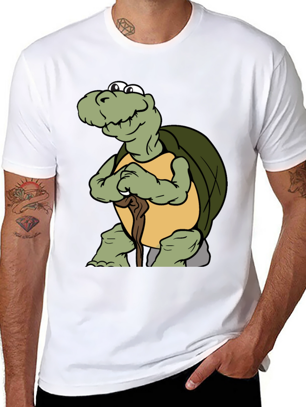 Funny Turtle Cartoon Black T-Shirt