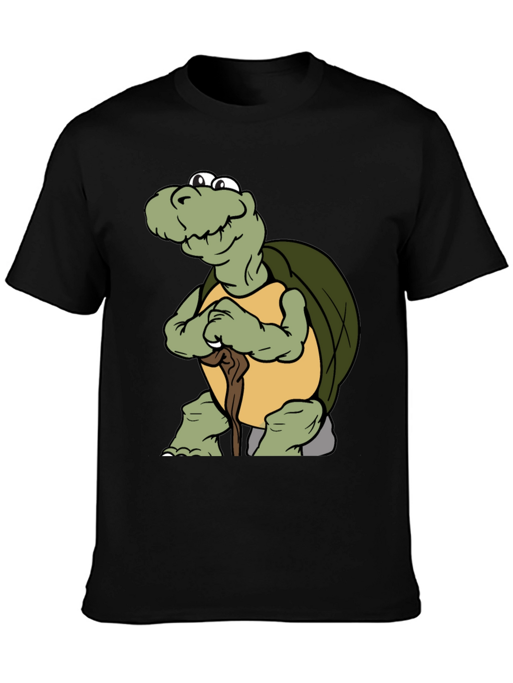 Funny Turtle Cartoon Black T-Shirt