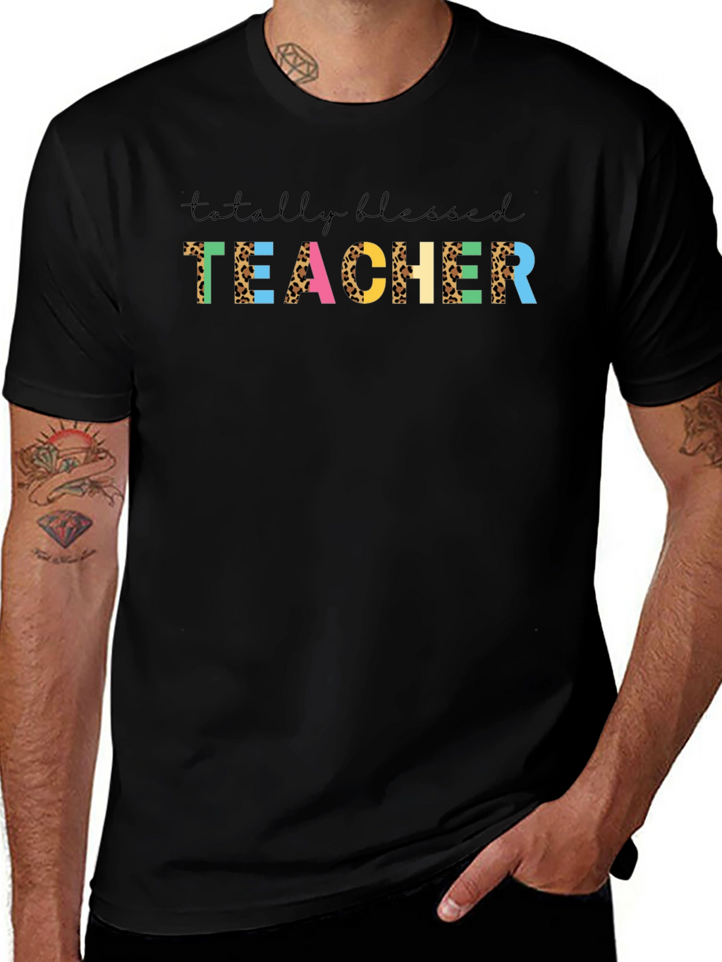 Totally Blessed Teacher Graphic Tee - Black