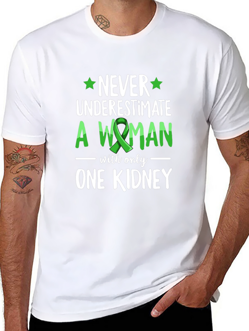 Never Underestimate Woman One Kidney Awareness Tee