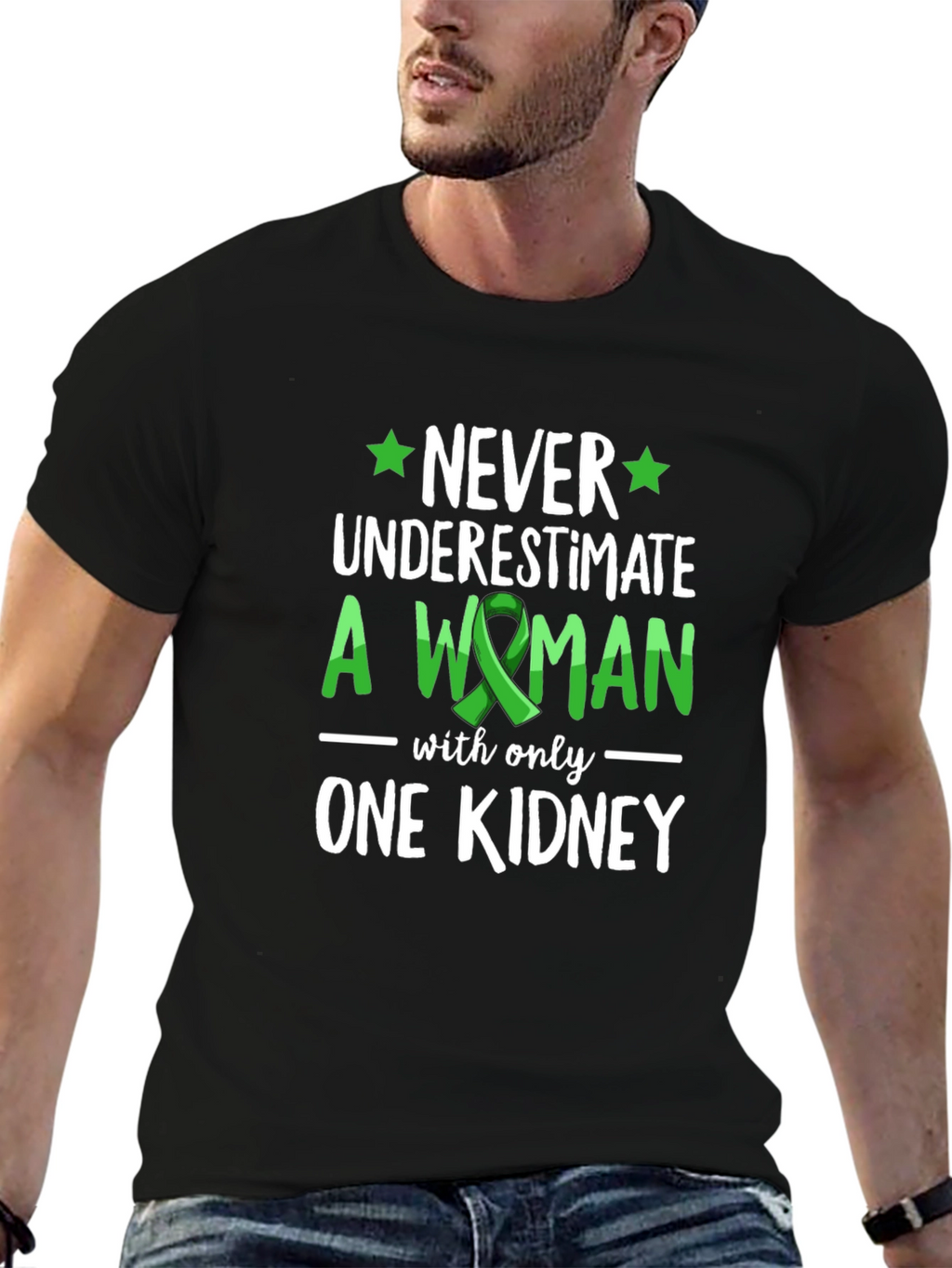 Never Underestimate Woman One Kidney Awareness Tee